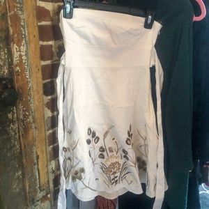 Guess Strapless White embroidered dress